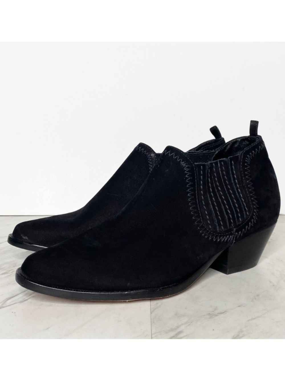 New! Schutz Jacqueline Low Profile Black Suede Bootie 6B